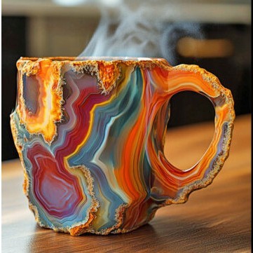 Resin Mineral Crystal Coffee Mug With Handles